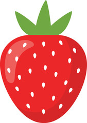 Obraz premium Glossy Flat Design Strawberry Icon with Highlight Vector