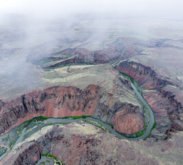 Aerial view of the Owyhee River Canyon from the clouds