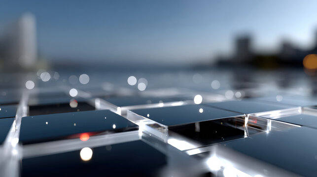 An abstract close-up of reflective surfaces, capturing light and textures that symbolize the broad themes of innovation and modern design in the technological age.