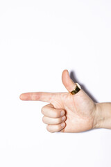 Male hand pointing with finger fashion style