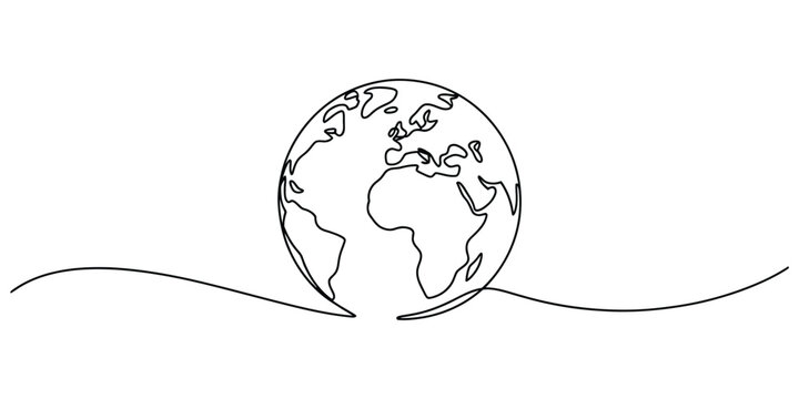 Single continuous line drawing of planet earth global concept