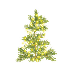 watercolor Christmas tree clipart. It features festive in a watercolor style. Ideal for creating kids, aesthetic prints, invitations, cards, packaging, branding, web sites, social media, pattern etc.