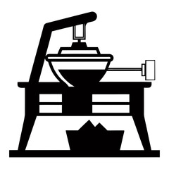 Vintage oil press machine in silhouette