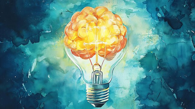 Imaginative brain power light bulb high resolution picture