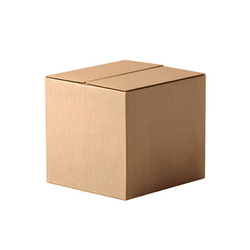 Simple brown cardboard box on a white background with soft shadow