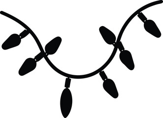 String of christmas lights silhouette vector, black christmas lights