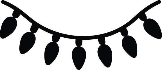 String of christmas lights silhouette vector, black christmas lights