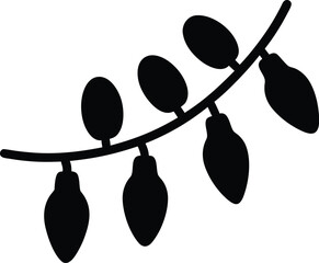 String of christmas lights silhouette vector, black christmas lights