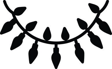 String of christmas lights silhouette vector, black christmas lights