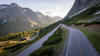 Scenic view of a winding road through the mountains