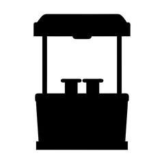 Simple black silhouette of a market stall or booth