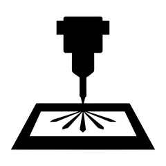 Industrial laser cutting machine engraving a surface silhouette