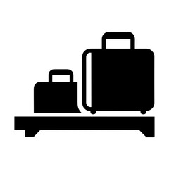 Two suitcases silhouette on a luggage belt