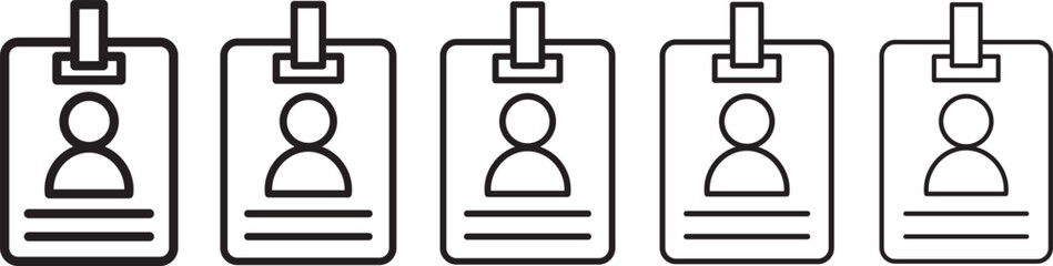 Security badge icon .Employee ID badge line icon set. security pass concept. Outline pictogram with editable. black modern and lines and solid .
