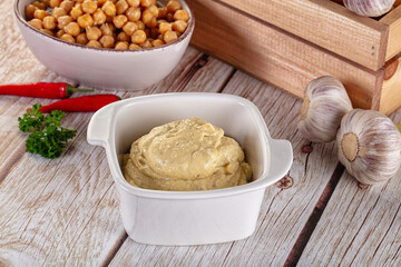 Natural organic homemade chickpea hummus