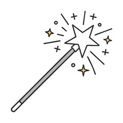 Simple star magic wand with sparkles and stars