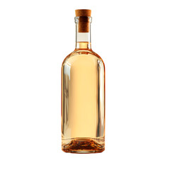 Transparent wine bottle with cork, detailed glass reflection and liquid tone, cinematic side lighting, 8k clarity realism, white isolated background