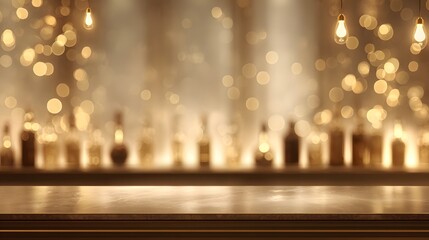Elegant Bar Counter with Bokeh Lights