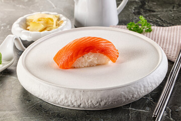 Japanese cuisine - sushi with salmon