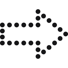Black Dotted Arrow Pointing Right on Transparent Background Simple Directional Symbol