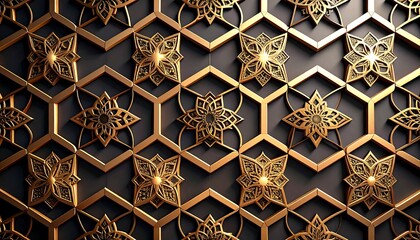 Elegant background featuring repetitive Kufic-inspired geometric shapes