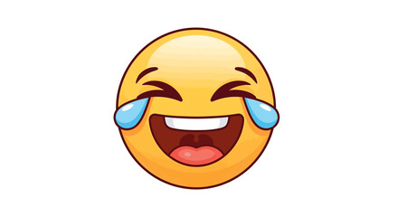 Fototapeta premium Expressive laughter representation in a cartoon style emoticon with tears emotion