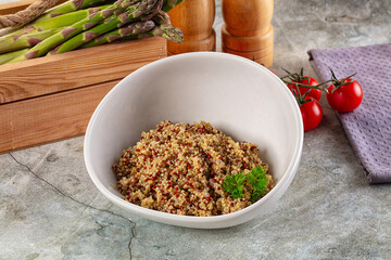 Boiled quinoa cereal in the bowl