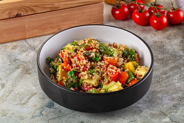 Salad with quinoa asparagus avocado