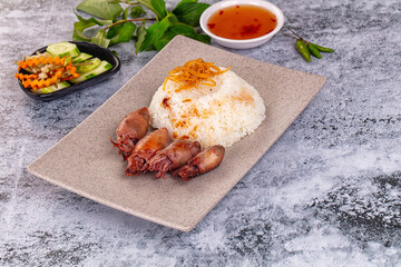 Tasty baby swuid with rice