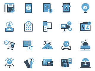 A collection of diverse digital icons representing various technologies and interfaces.