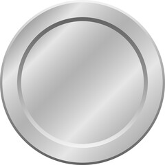 Blank Silver Metallic Coin with Reflective Surface and Subtle Gradient Lighting isolated on Transparent Background