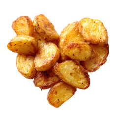 Heart-shaped Golden Fried Potatoes Arrangement for Food Presentation