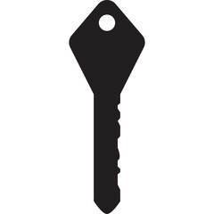 Black Silhouette Of A Key On Transparent Background Simple Isolated Icon For Security And Access Conceptual Graphic