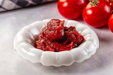 Red organic fresh tomato paste