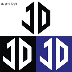  Polygon Double Letter Mark Logo Designs With Grid 