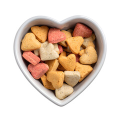 Heart-Shaped Bowl with Healthy Dog Treats - Pet Snacks for Canine Nutrition