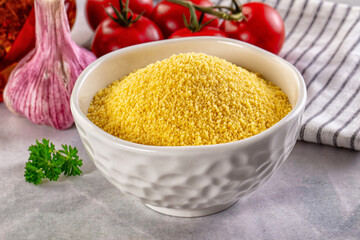 Vegan cuisine - raw dry couscous