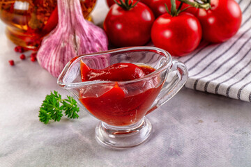 Red spicy tasty tomato ketchup