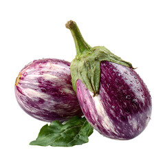 Fresh Eggplants on White Background for Healthy Food Ads