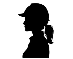 a silhouette of a woman with a ponytail and a capbaseball hat, black, girl, hat, man, profile, stare, sun hat, wear, woman 