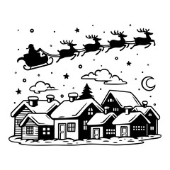 Winter Christmas Village Scene