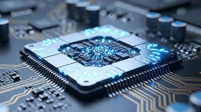 Close Up Of A Computer Processor On A Motherboard.