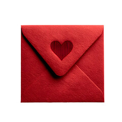 Romantic Red Envelope with Heart on White Background for Greetings and Love Messages