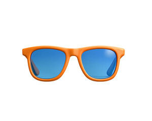 Orange Frame Blue Lens Sunglasses Isolated on Transparent Background Simple Style Vacation Accessory 3d Rendered Summer Eye Protection Trendy Eyewear, PNG