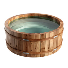 Luxurious Round Wooden Hot Tub with Water - Perfect for Outdoor Relaxation