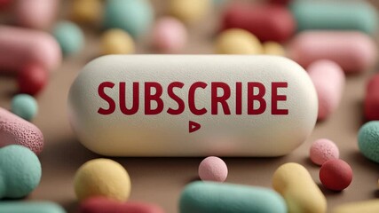 Addictive subscribe pill symbolizes the daily dose of social media content - Powered by Adobe