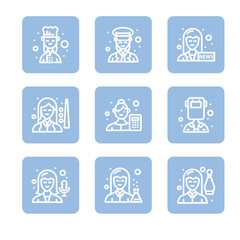 Male avatar icon set collection. Vector icon illustration. editable stroke