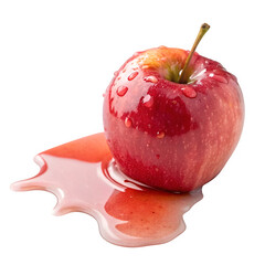 Slime on apple isolated on transparent background