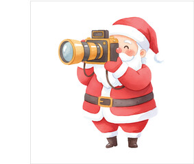 Santa as Photographer Watercolor Vector
