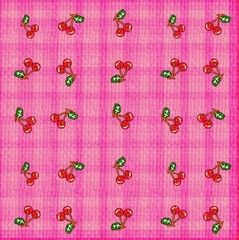 pattern fabric pink cherry